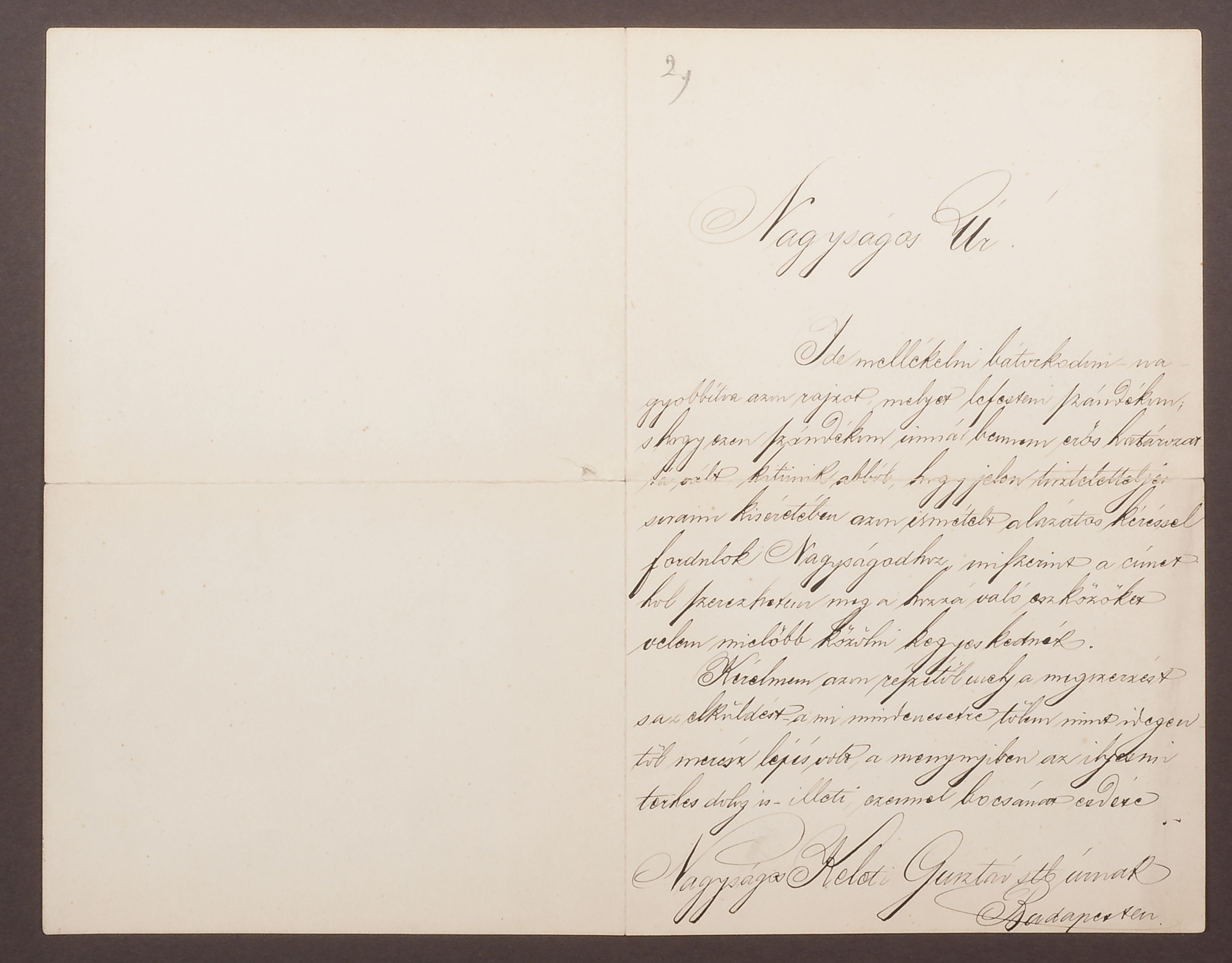 Csontváry második levele Keleti Gusztávhoz, 1880. december 10., tus, papír, 21,4 x 27,3 cm, két beírt oldal